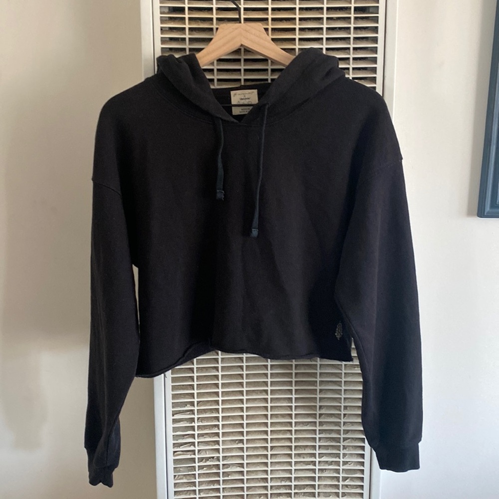 Free people movement. Up cycle cropped hoodie. Size medium. Black.